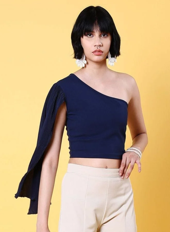 Freehand  Women Regular Fit Solid Asymmetric Neck Sleeveless One Shoulder Top  | Best Price UAE