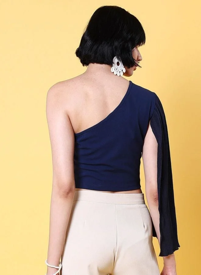 Freehand  Women Regular Fit Solid Asymmetric Neck Sleeveless One Shoulder Top  | Best Price UAE