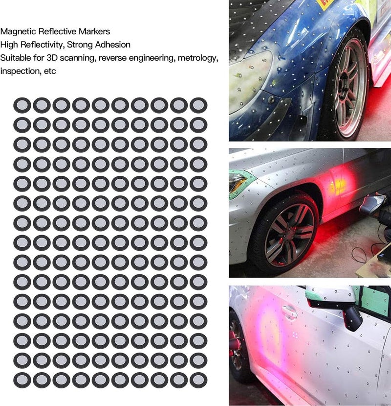 150PCS 3D Scanner Reflective Point Magnetic Targets with Black Attach Marker for 3D Scanning Reference for Accurate Data Collection 6mm ID 10mm OD - Image 3