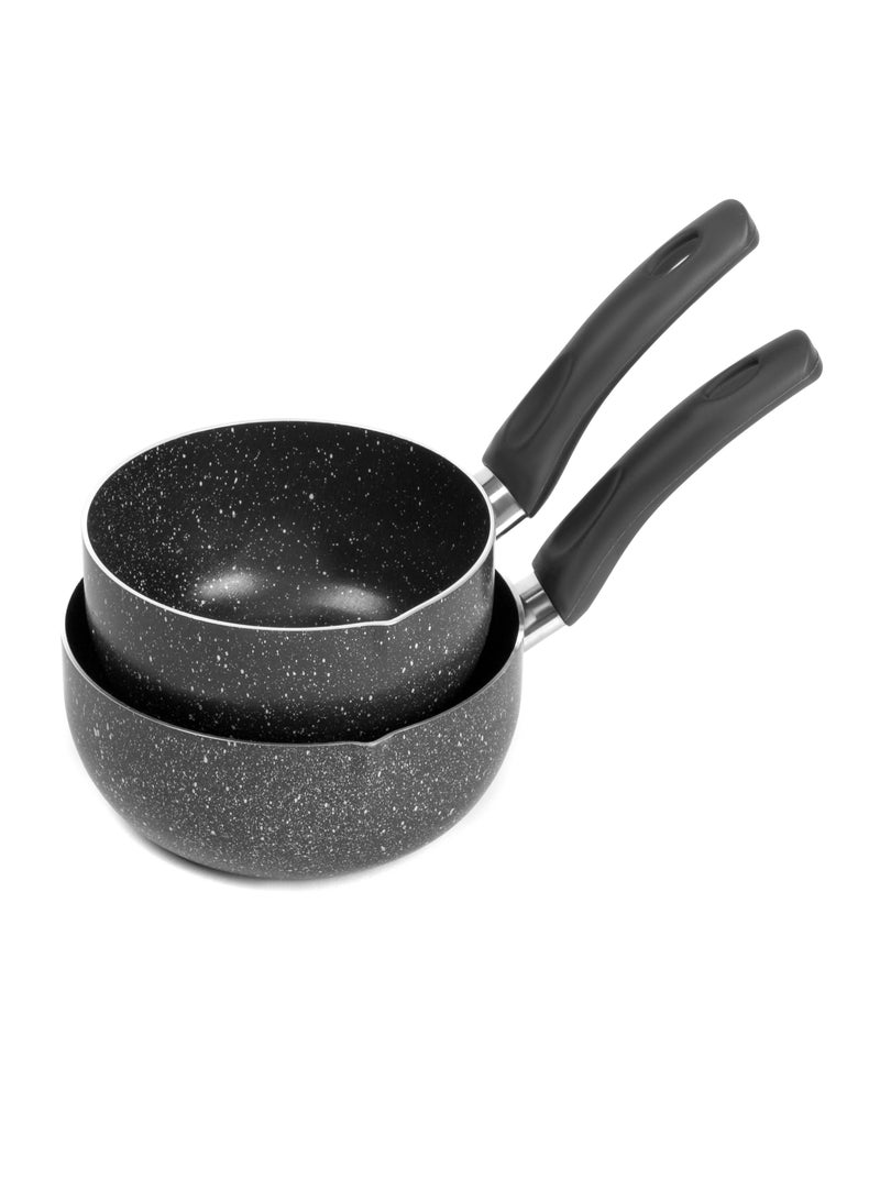 لازورد طقم كسرولة 2 قطعة مقاس 14 - 16 سم جرانيت اسود