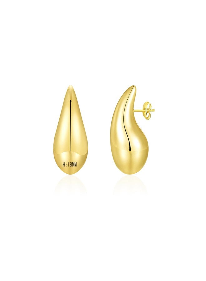 Apsvo Chunky 14K Gold Plated Hoop Earrings for Women, Lightweight Waterdrop Hollow Open Hoops, Hypoallergenic Dupes Earrings - Image 1