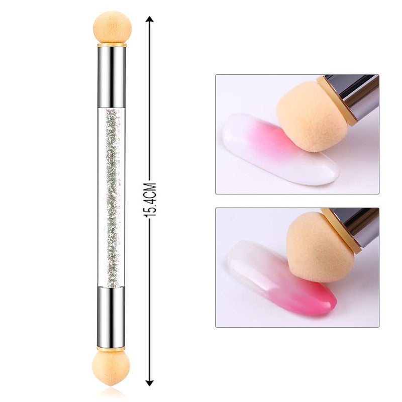 SILPECWEE 1Pc UV Gel Nail Gradient Sponges Pen With 16Pcs Replaceable Sponge Heads Double Head Nail Ombre Brush Acrylic Manicure DIY Tools - Image 2