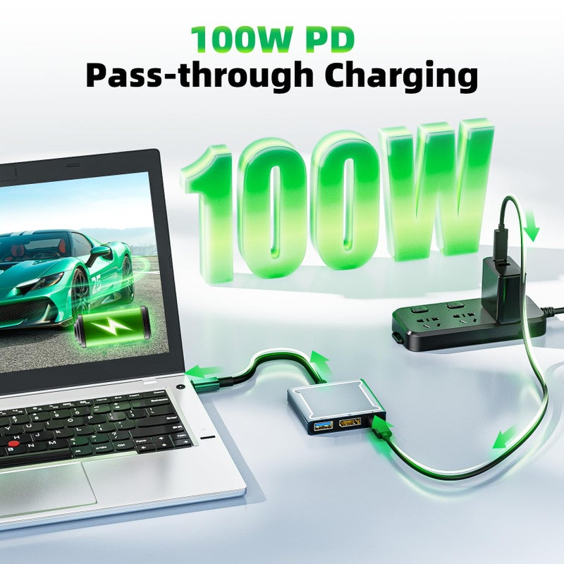 BolAAzuL USB C to DisplayPort Multiport Adapter Dock, BolAAzuL 3-in-1 Type C Hub with 1xDP 1.4 + 1xUSB 2.0 + 1xPD Charging Port(Type C), 8K 60Hz/ 100W PD/DP ALT Mode Supported for Macboo pro, iPad pro, Monitor - Image 5