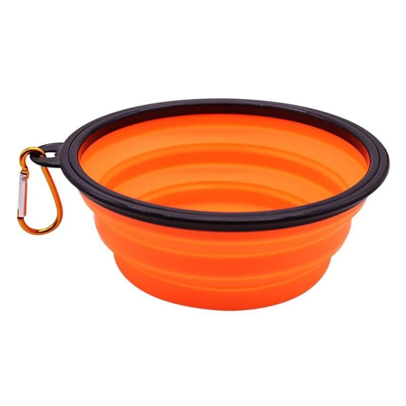 Portable Silicone Pet Bowl with Collapsible Design Portable Travel Silicone Build and Travel Outdoor Use for dogs cats travel walks and outdoor feeding Orange Colour - Image 1