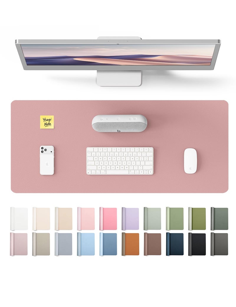 YSAGi Leather Desk Protector, Office Mat, Large Mouse Mat, Non-Slip PU Leather Blotter, Laptop Desk Pad, Waterproof Writing Pad for Office and Home (Pale Mauve, 23.6" x 13.8") - Image 1