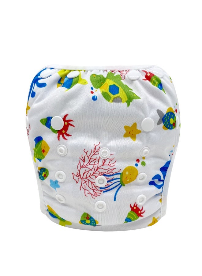 1 Pc Baby Kids Adjustable Cloth Swim Nappy Cover - Reusable Washable Swimming Training Pants, Unisex Swim Diaper for Toddlers, Leak-Resistant Design for Pool & Beach, Fits 6-36 Months - Image 1