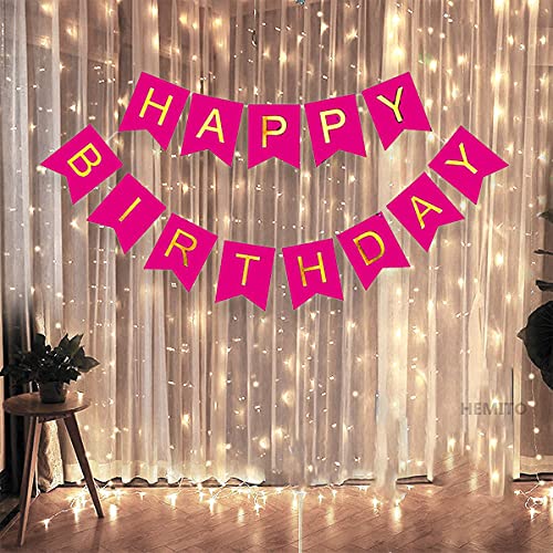 HEMITO 2 pcs Combo Pink Happy Birthday 1 Pcs, 9 Meter Long Led Light 1 Pc Birthday Decorations Kit - Image 1