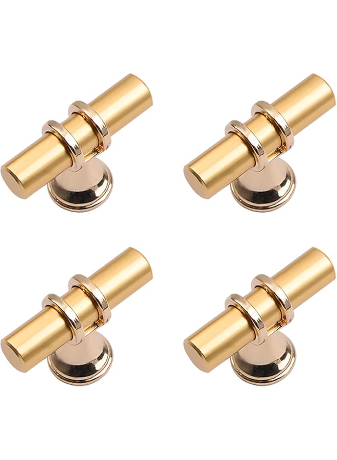 promass T-Shaped Single Hole Handles, 4pcs Modern Style T Knobs Cabinet Bar Handle Pull Knobs Zinc Alloy Cabinet Handle with Mounting Screws for Drawers and cupboards(Gold) - Image 1