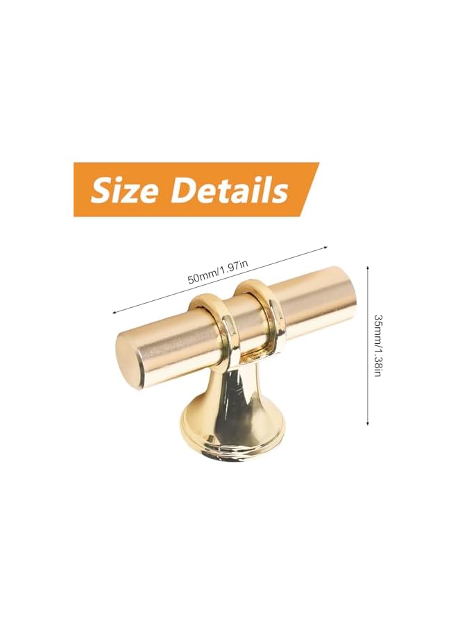 promass T-Shaped Single Hole Handles, 4pcs Modern Style T Knobs Cabinet Bar Handle Pull Knobs Zinc Alloy Cabinet Handle with Mounting Screws for Drawers and cupboards(Gold) - Image 5