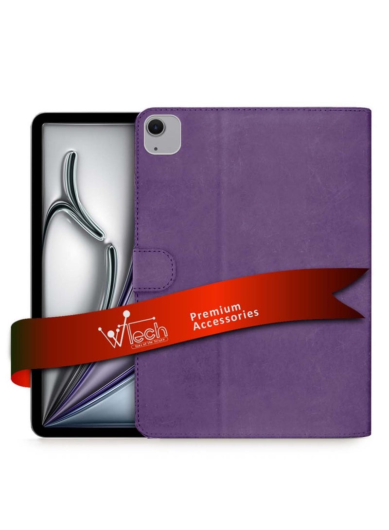 PU Leather Magnetic Closure Flip Case Cover For Apple iPad Air 13 5G 2024 13 Inch Purple