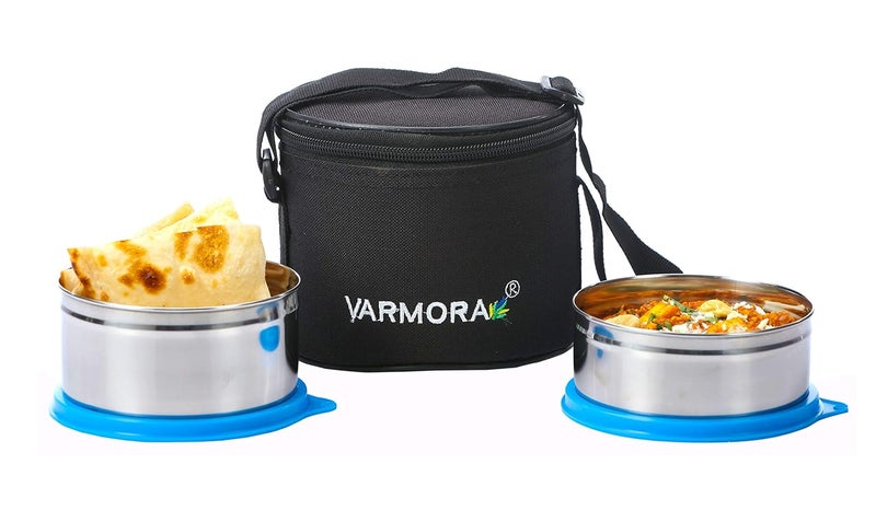 Varmora Stainless Steel Mini Lunch Box, Blue, 2 Pieces - Image 1
