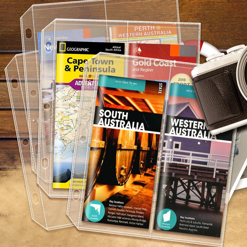 CollectHall 2-Pocket Folded Map Sleeves, Brochure Holder, Map Protector, 4.5" x 11" Pockets, Protective Sleeves for 3 Ring Binder, 20 Pack - Image 2