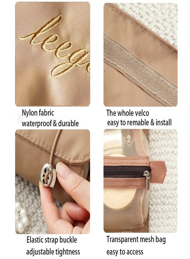 KAKKOII Roll Up Makeup Bag, Hanging Toiletry Bag, 4 in 1 Detachable Cosmetic Bag, 4 Removable Storage Bags, Travel Makeup Organizer Bags for Women Men(Khaki) - Image 4