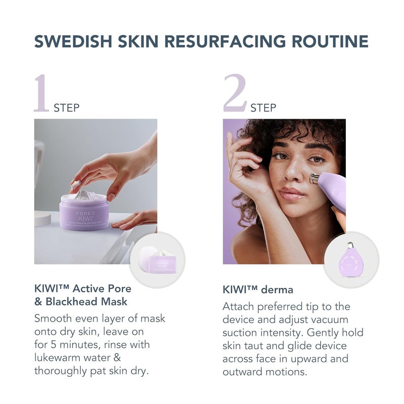 FOREO Smooth Resurface KIWI derma Microdermabrasion Machine Black Head Remover for Face KIWI Active Pore Blackhead Mask 100g Blackhead Extractor No Pore Strips Suction Blackhead Remover - Image 2