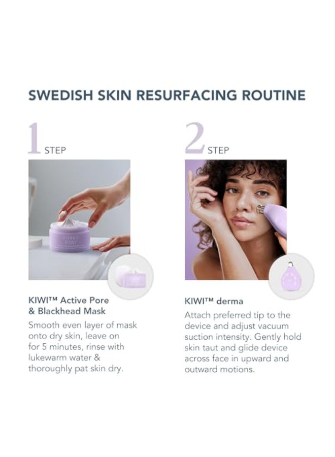 FOREO Smooth Resurface KIWI derma Microdermabrasion Machine Black Head Remover for Face KIWI Active Pore Blackhead Mask 100g Blackhead Extractor No Pore Strips Suction Blackhead Remover - Image 4