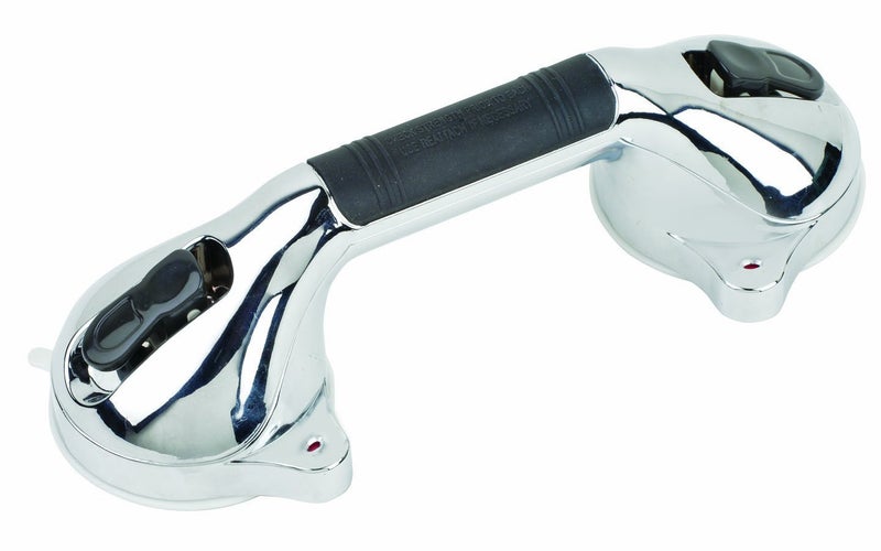 HealthSmart 12" Suction Cup Grab Bar, Safety Hand Rail, Support - Handicap, Elderly, Injury, Senior Assist, Color Indicator Showing when Bar is Secure, Chrome - Image 1