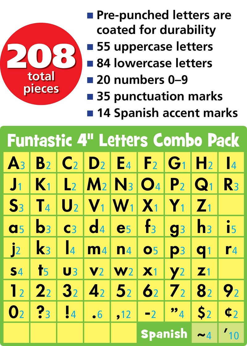 Teacher Created Resources Black & Silver Funtastic Font 4-Inch Letters Combo Pack (5343) - Image 2