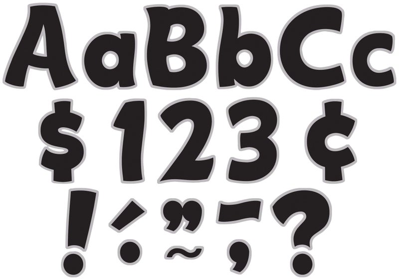 Teacher Created Resources Black & Silver Funtastic Font 4-Inch Letters Combo Pack (5343) - Image 1
