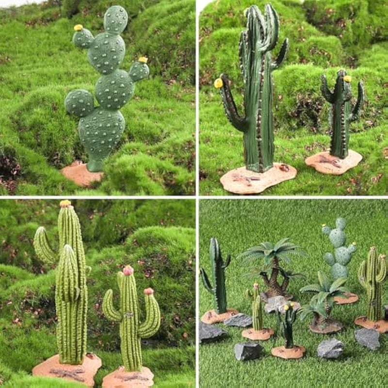Desert Diorama Supplies with Cactus Kit and Model Palm Tree, Artificial Greenery Plant Cacti Decoration, Desert Diorama Project Sandbox Cake Topper Landscape Scene - Image 2