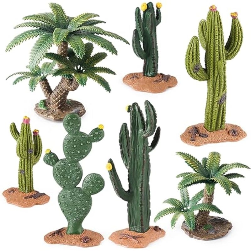 Desert Diorama Supplies with Cactus Kit and Model Palm Tree, Artificial Greenery Plant Cacti Decoration, Desert Diorama Project Sandbox Cake Topper Landscape Scene - Image 1