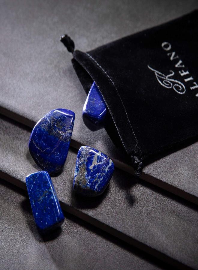 Kalifano KALIFANO Tumbled Lapis Lazuli Bundle - AAA+ Jewelry Grade Reiki Crystal Used for Calming Anxiety - Piedras Caidas for Wicca/Healing - Information Card Included (Family Owned)  - Image 2