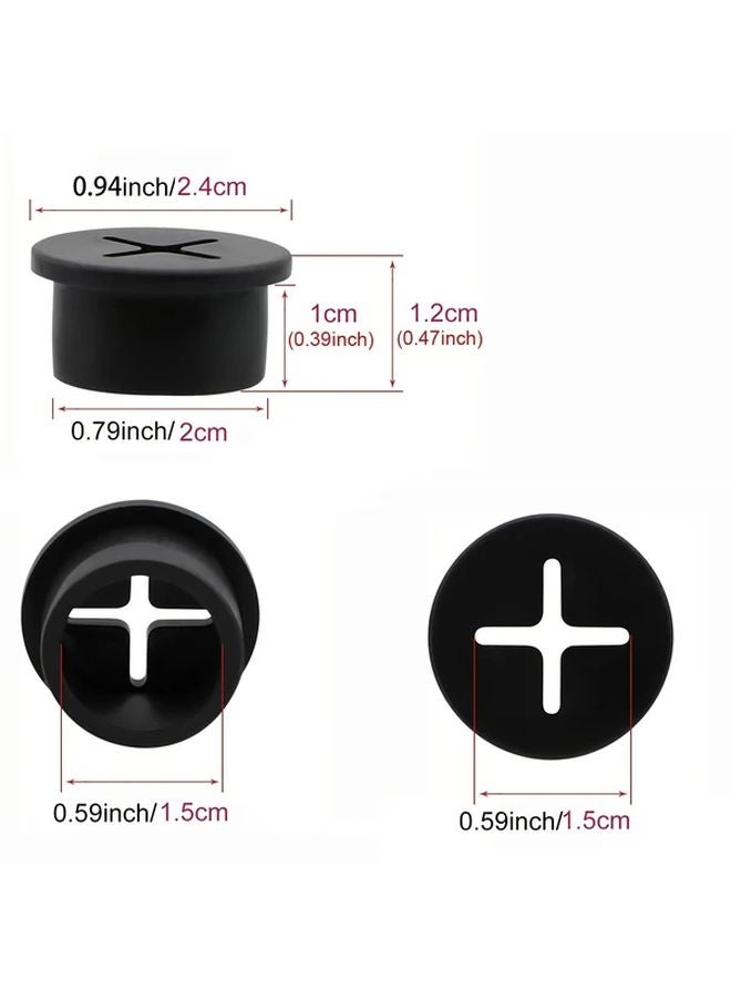 Black 20mm 10 Pcs Flexible Desk Grommet For Cable Wire Organization - Image 3