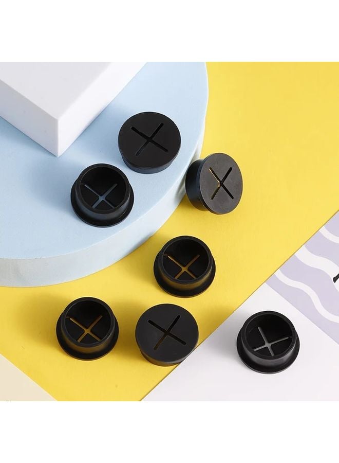 Black 20mm 10 Pcs Flexible Desk Grommet For Cable Wire Organization - Image 5