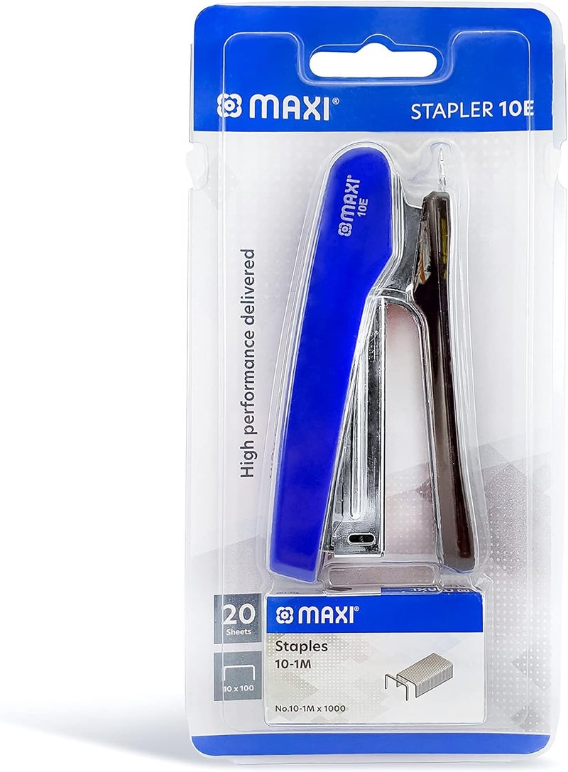 Maxi No.10 Stapler with Staple Pin Set - 20 Sheets Capacity, Portable Metal Manual Stapler (Black) - Image 1