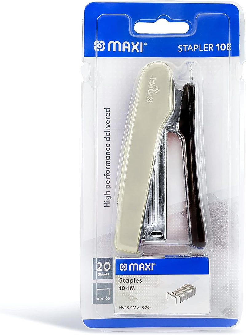 Maxi No.10 Stapler with Staple Pin Set - 20 Sheets Capacity, Portable Metal Manual Stapler (Black) - Image 2