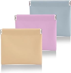 NETZILLA NAVA PAVA 3 Pack Mini Makeup Bag Small Pouches for Women Pu Cosmetic Bag Squeeze Top Pocket Storage Pouch for Coin Purse Lipstick Jewelry Accessories SelfClosing 43X47In Assorted - Image 1