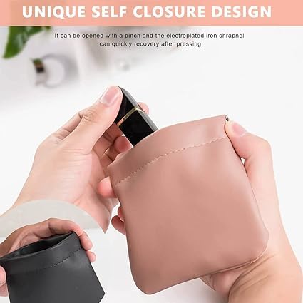 NETZILLA NAVA PAVA 3 Pack Mini Makeup Bag Small Pouches for Women Pu Cosmetic Bag Squeeze Top Pocket Storage Pouch for Coin Purse Lipstick Jewelry Accessories SelfClosing 43X47In Assorted - Image 5