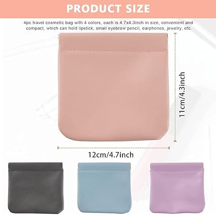 NETZILLA NAVA PAVA 3 Pack Mini Makeup Bag Small Pouches for Women Pu Cosmetic Bag Squeeze Top Pocket Storage Pouch for Coin Purse Lipstick Jewelry Accessories SelfClosing 43X47In Assorted - Image 4
