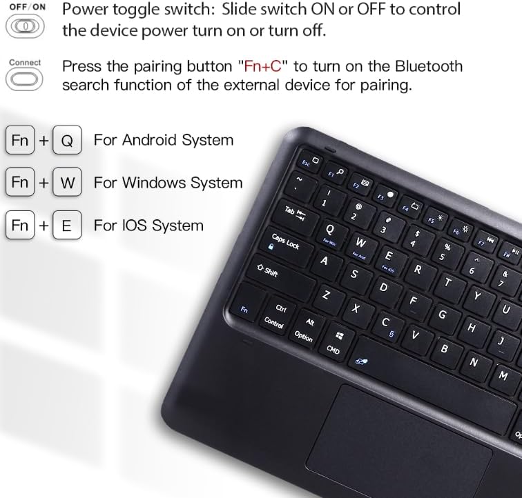 حقيبة لوحة مفاتيح Fegishilly المزودة بلوحة لمس متوافقة مع حقيبة Lenovo Tab M9 مقاس 9 بوصة الصادرة في 2023، غطاء لوحة مفاتيح لاسلكي قابل للإزالة مغناطيسي مع حامل قلم (أسود) - Image 4