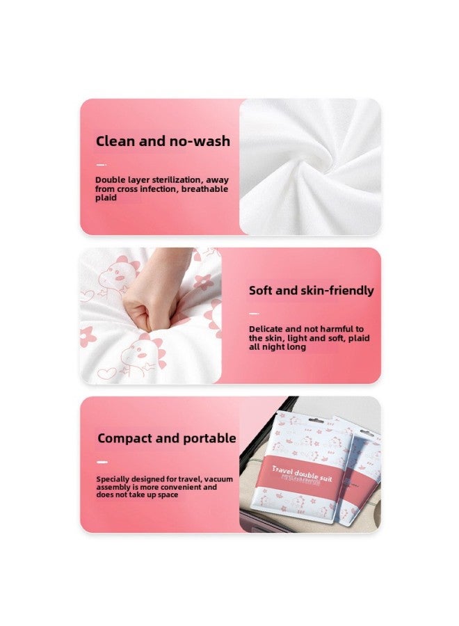 Hotel Disposable Bed Sheet Quilt Cover Pillowcase Four-piece Thickened Travel Double Travel Bedding Dirty Portable-Color:Regular Double Four-piece Set (printed) - Image 5