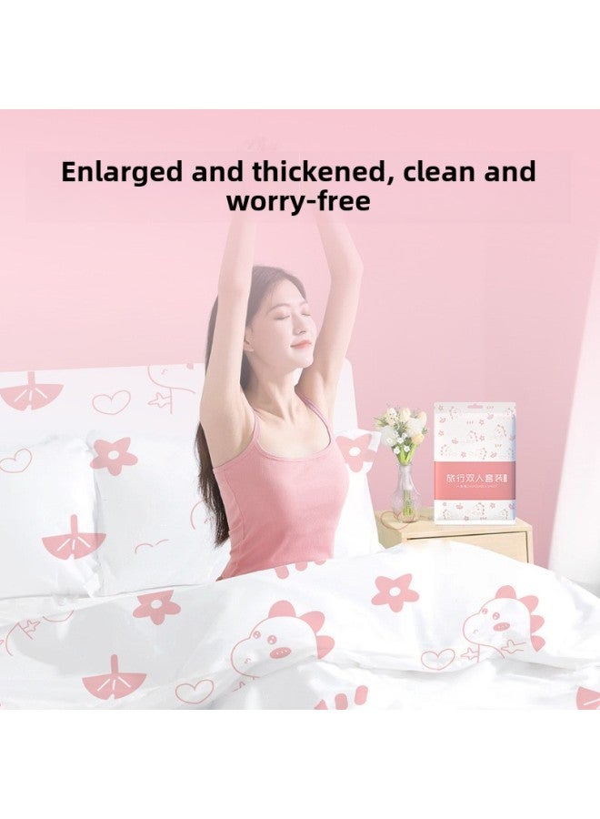 Hotel Disposable Bed Sheet Quilt Cover Pillowcase Four-piece Thickened Travel Double Travel Bedding Dirty Portable-Color:Regular Double Four-piece Set (printed) - Image 3
