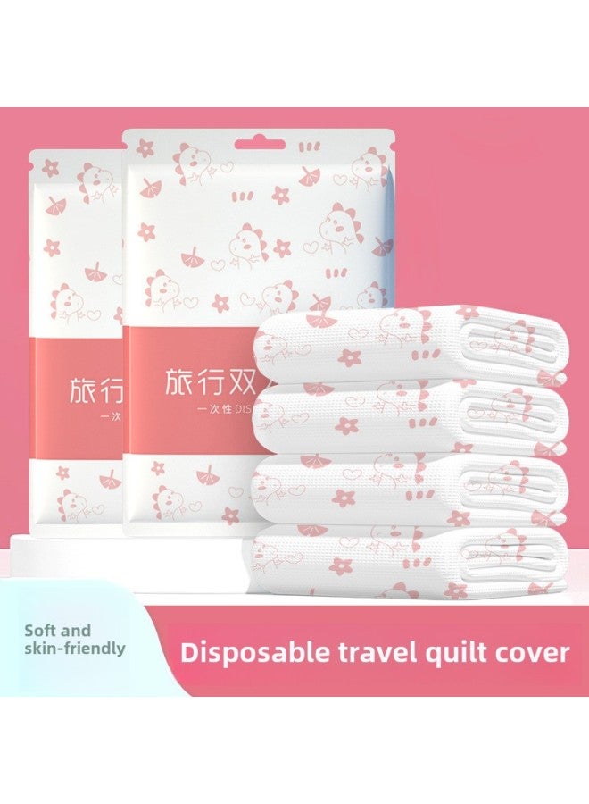 Hotel Disposable Bed Sheet Quilt Cover Pillowcase Four-piece Thickened Travel Double Travel Bedding Dirty Portable-Color:Regular Double Four-piece Set (printed) - Image 2