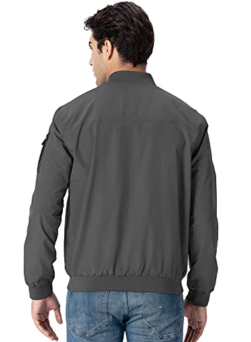 Gopune Men's Windproof Bomber Jackets Lightweight Running Windbreaker Outdoor Golf Fashion Coat Deep Grey,M - Image 4