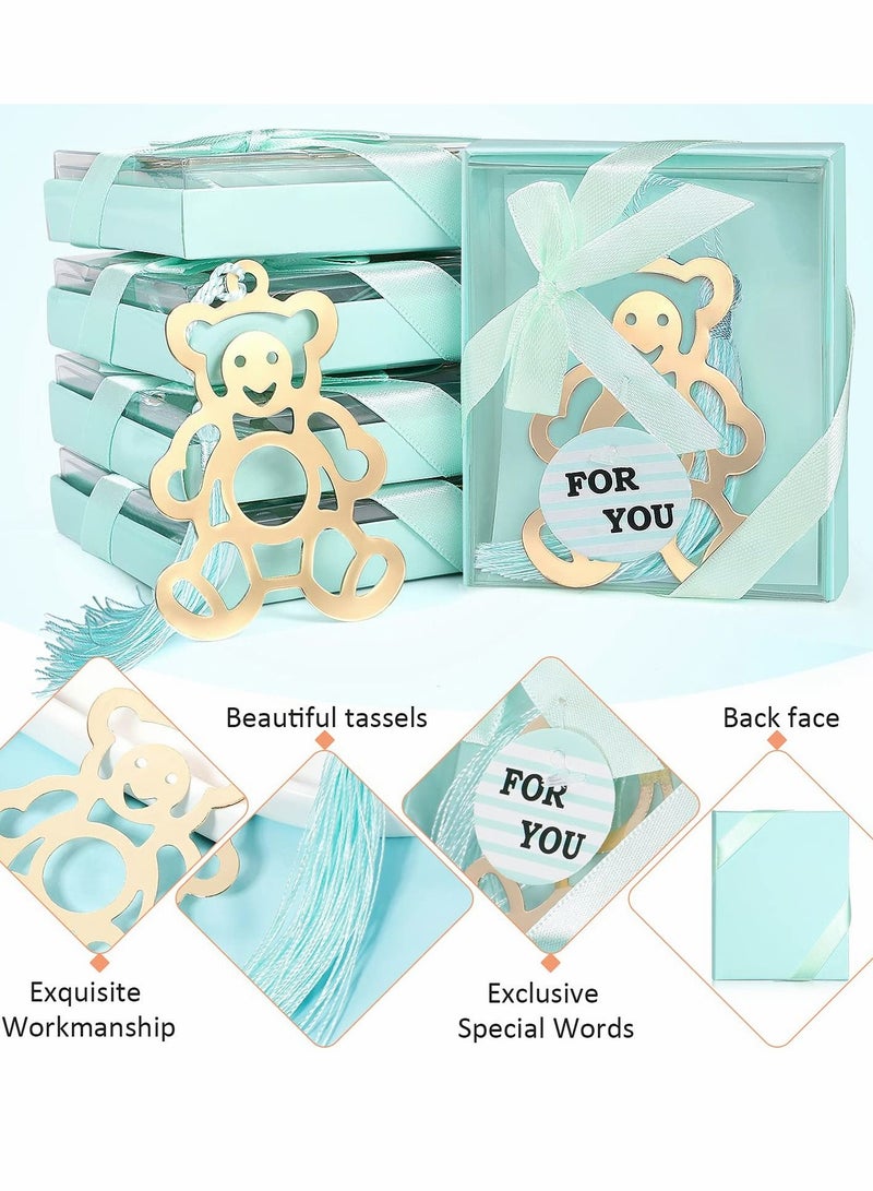 SYOSI 20 Pieces Baby Shower Favors for Guests Metal Bookmarks Guest Gifts for Baby Shower Birthday Bridal Shower Party Gifts Carnival Reward Little Bear Decorations Souvenirs with Individual Package (Blue) - Image 3