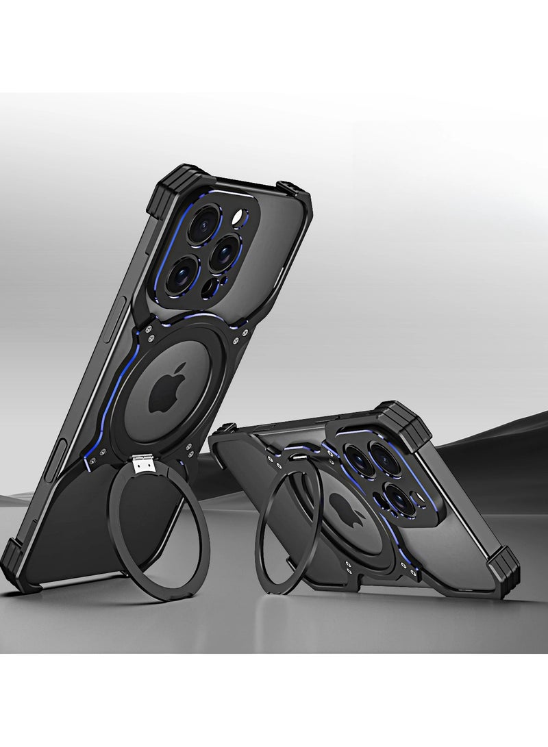 general For IPHONE 16 PRO MAX Metal Case, Premium Aluminium Shockproof Case Magsafe Compatible, 360° Rotatable Magnetic Holder Stand