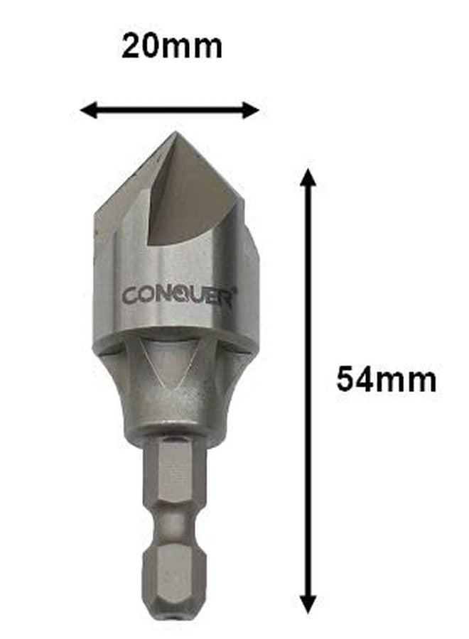 CONQUER Tools 5 Flute Metal Countersink Drill Bit, 87 Degree for 1/4'' Hex Shank Fit 1/8"-3/4"(3mm-19mm), Burr Removal, Deburring Beveling Chamfer Tool, Holes Shaping Trimming, Inner/Pipe Reamer - Image 2