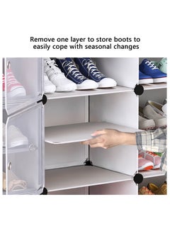 Arabest 6 Tier Shoe Rack Organizer, Storage Cabinet  with Door Expandable, Double Rows 12 Lattices for 24 Pair Shoes, Plastic Shoe Shelves for Closet,Heels,Boots,Slippers, Entryway Bedroom And Hallway (85*32*96cm, Black)  - Image 3
