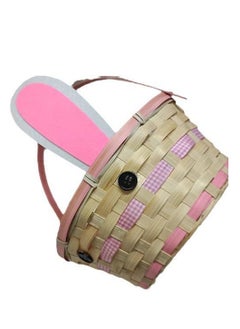 Brain Giggles BrainGiggles Rattan Ear Bunny Basket Storage Empty Basket with Handles Storage Organizer Eggs Hunt Party Favors for Kids  - Image 1