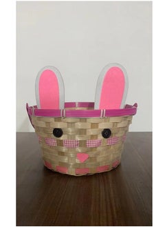 Brain Giggles BrainGiggles Rattan Ear Bunny Basket Storage Empty Basket with Handles Storage Organizer Eggs Hunt Party Favors for Kids  - Image 2