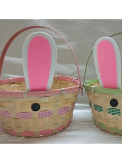 Brain Giggles BrainGiggles Rattan Ear Bunny Basket Storage Empty Basket with Handles Storage Organizer Eggs Hunt Party Favors for Kids  - Image 4