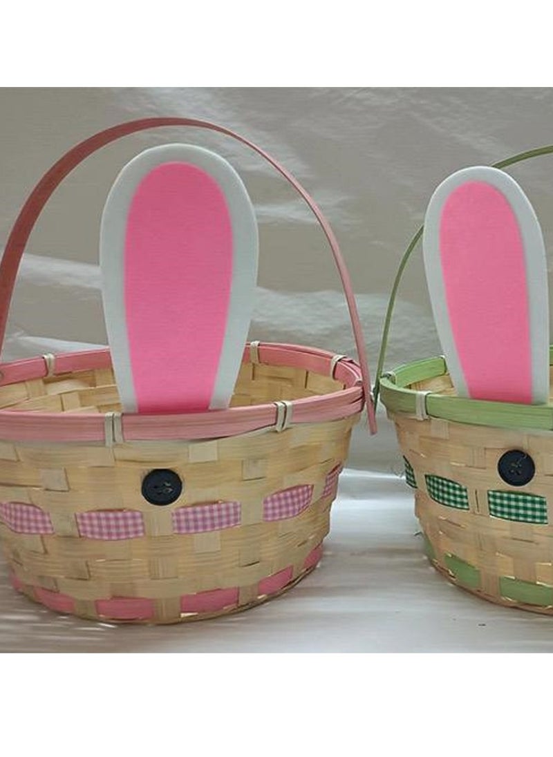 Brain Giggles BrainGiggles Rattan Ear Bunny Basket Storage Empty Basket with Handles Storage Organizer Eggs Hunt Party Favors for Kids  - Image 4