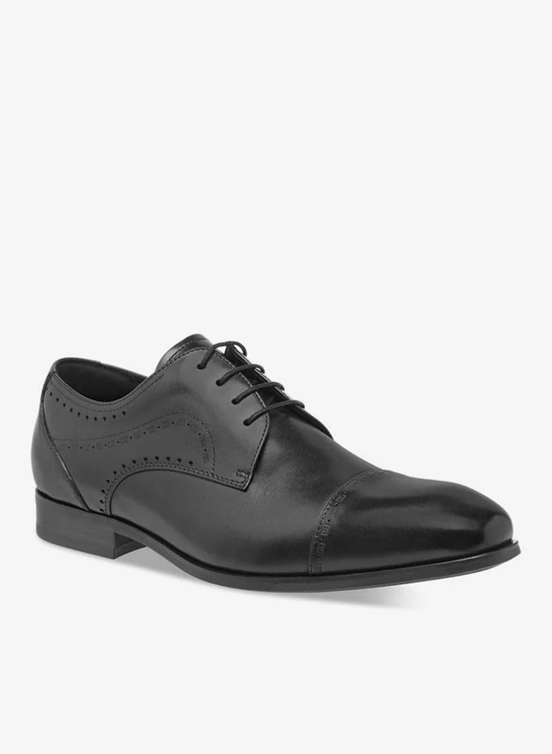 DUCHINI Men's Cutout Detail Derby Shoes with Lace-Up Closure