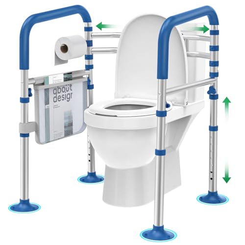 Loyoda Toilet Safety Rails for Seniors,Adjustable Toilet Handles for Elderly and Disabled (350 Lb),Foldable Toilet Rails Fit Most Toilets - Image 1