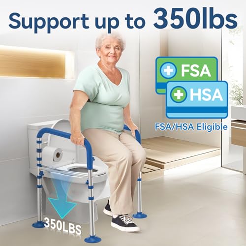 Loyoda Toilet Safety Rails for Seniors,Adjustable Toilet Handles for Elderly and Disabled (350 Lb),Foldable Toilet Rails Fit Most Toilets - Image 2