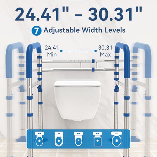 Loyoda Toilet Safety Rails for Seniors,Adjustable Toilet Handles for Elderly and Disabled (350 Lb),Foldable Toilet Rails Fit Most Toilets - Image 4