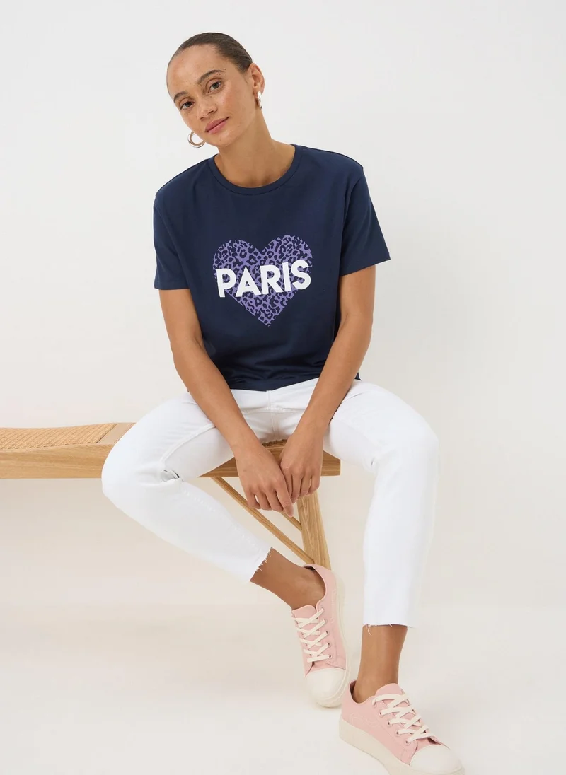 Matalan Navy Paris Animal Heart T-Shirt